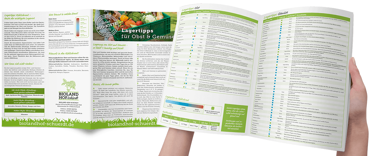 Folder Lagertipps für Obst und Gemüse